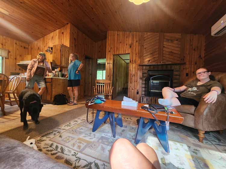 relaxing at the cabin